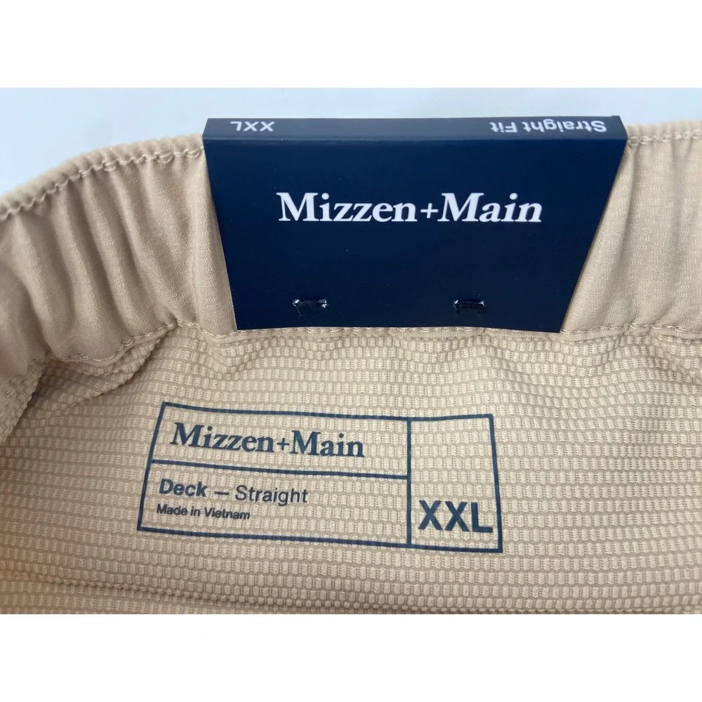Mizzen+Main Deck Short Mens 2XL Tan Golf Performance Stretch Light Elastic Waist